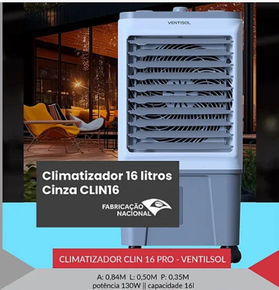 Climatizador Ventisol 16L Cinza